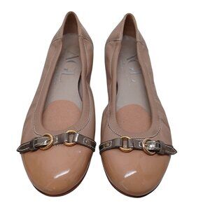 AGL Shoes Monika Tan‎ Leather Cap Toe Ballet Flats Womens 39 or US 8
